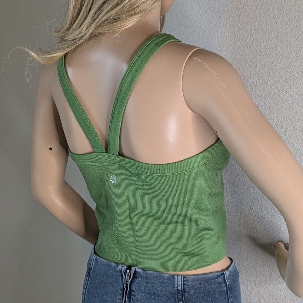 Athleta Tank Top Size XL Green Aurora High-Neck Cropped V-Back Seamless NWT Yoga - Picture 7 of 16